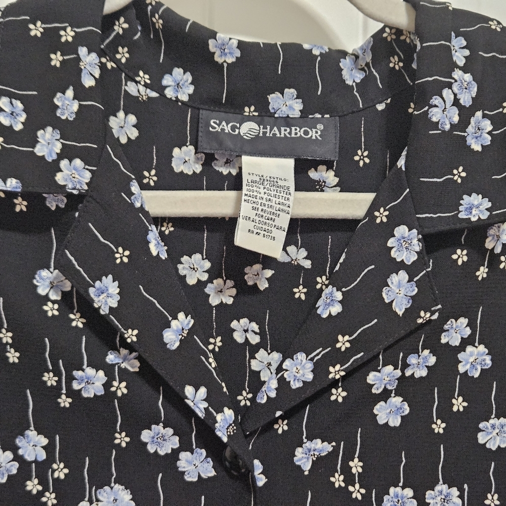 Sag Harbor Black and Blue Floral Shirt - Picture 3 of 9